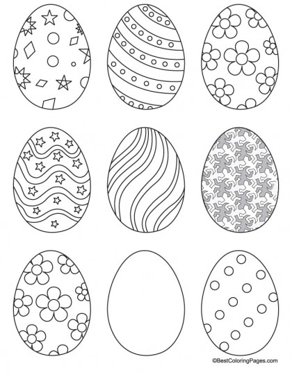 9 easter eggs coloring page
