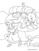 Alice and caterpillar coloring page