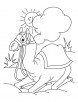 Camel sitting in the desert coloring page