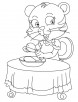 Katty eating chicken coloring page
