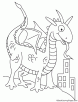 Dragon in city coloring page