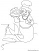 Merman with cake coloring page