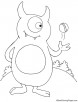 Monster bowling coloring page