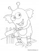 Monster playing cricket coloring page