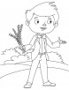 A boy with lavender coloring page