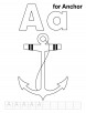 A for anchor coloring page with handwriting practice