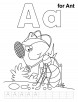 A for ant coloring page with handwriting practice