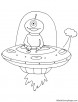 Alien flying an UFO coloring page