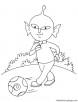 Alien playing football coloring page