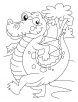 Alligator on evening walk coloring pages
