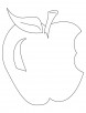 bitten apple with leaf coloring page
