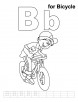B for bicycle coloring page with handwriting practice