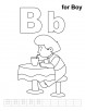 B for boy coloring page with handwriting practice
