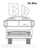 B for bus coloring page with handwriting practice