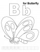 B for butterfly coloring page with handwriting practice  	
