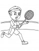 Badminton player running coloring page