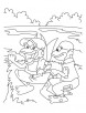 Two frog swimmer at the beach coloring pages