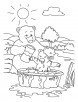 Mother bathe bear child coloring pages