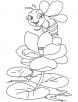 Bee at water lily coloring page