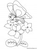 Bee on violet coloring page