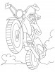 A boy driving a motorcycle very fast coloring page