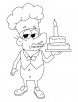 A chef with a birthday cake coloring pages