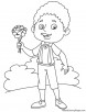 Boy with pansy coloring page