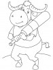 Bull exercising coloring page