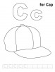 C for cap coloring page with handwriting practice  	