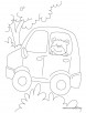 Teddy bear sitting in a car coloring pages