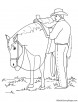 Cowboy with horse coloring page