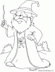 Cute wizard waving stick coloring pages