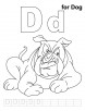 D for dog coloring page with handwriting practice 