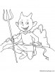 Devil with long trident coloring page