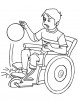 Disabled boy with basketball coloring page