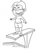 Diver on diving tower coloring page