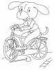 Dog riding a bicycle coloring page