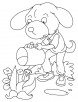 Dog watering plants coloring page