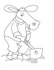 Donkey digging coloring page