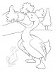 Duck in farm house coloring page