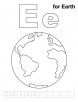 E for earth coloring page with handwriting practice 