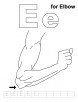 E for elbow coloring page with handwriting practice 