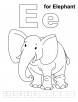 E for elephant coloring page with handwriting practice