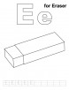 E for eraser coloring page with handwriting practice 