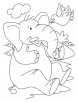 Elephant with a bird coloring page