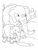 Elephant with Baby Elephant coloring pages