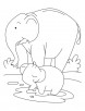 Elephant and Baby Elephant coloring pages