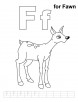 F for fawn coloring page with handwriting practice 