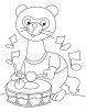 Ferret with drum coloring page