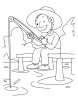 A boy is fishing coloring pages